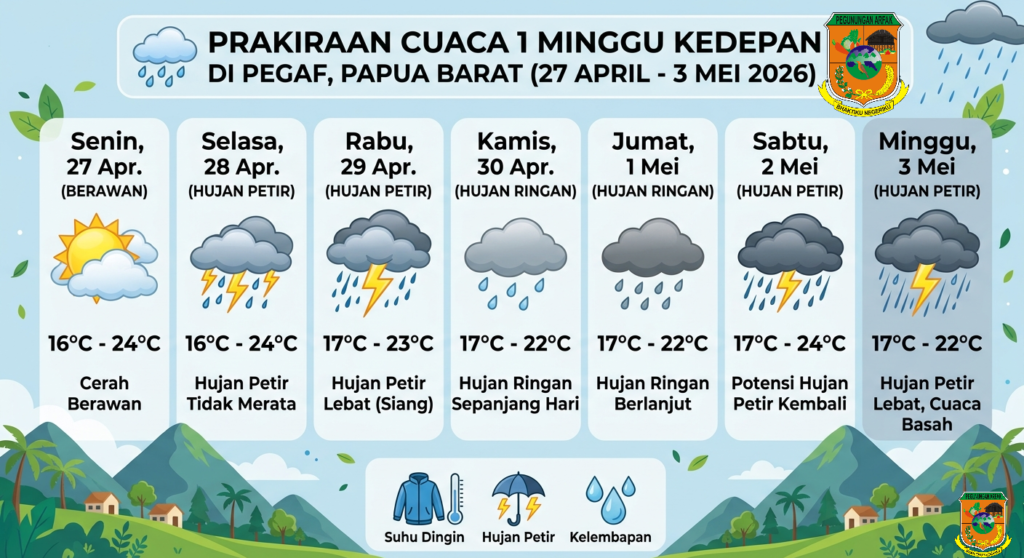 Perkiraan cuaca di Pegaf untuk seminggu kedepan | Dok. Pegaf.com / Gavier